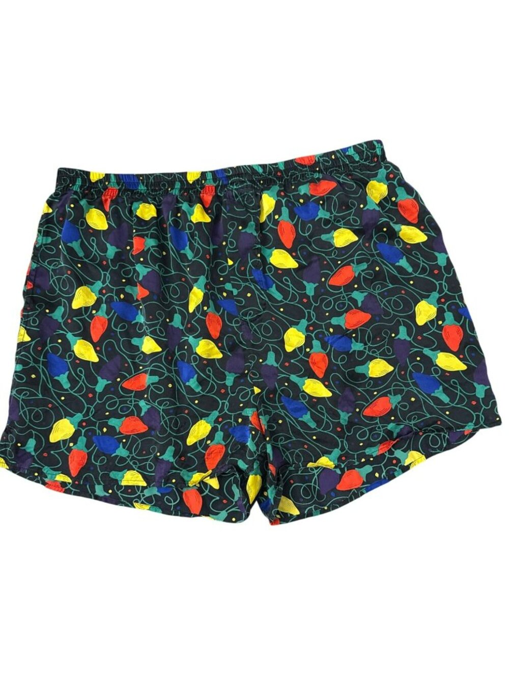 Mens 100% Silk Boxer Shorts Size XL Christmas Lights Holiday Vintage